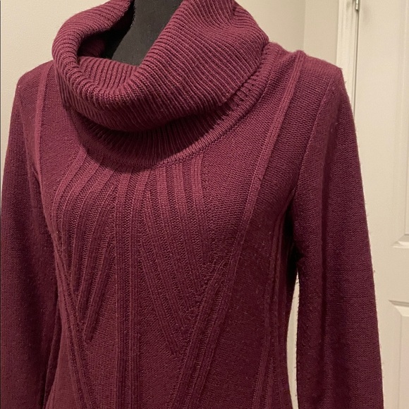 Jessica Simpson Dresses & Skirts - Jessica Simpson Sweater Dress Size S Burgundy Knit Cowl Neck Career Cabincore